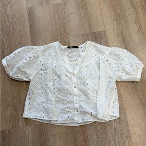 Zara embroidered cutwork blouse